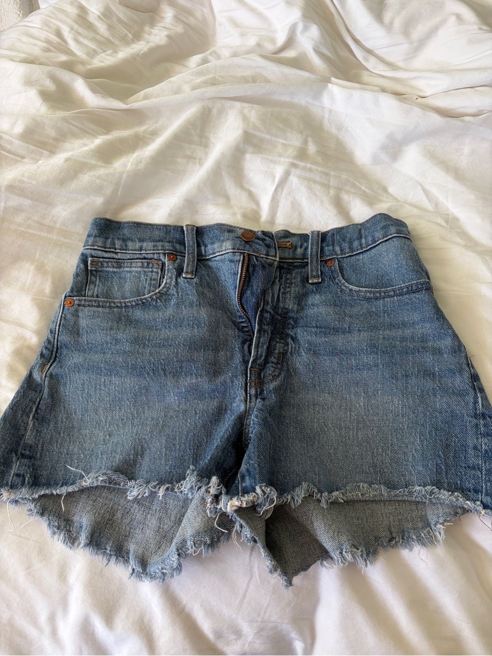 Madewell Distressed Light Blue Denim Cutoff Shorts